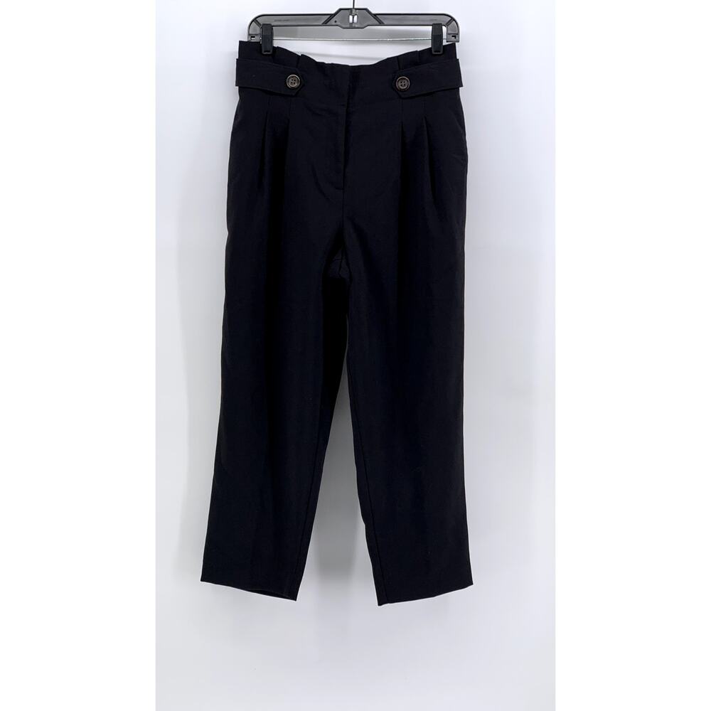 ANN TAYLOR Women's Petite Black Pleated Slim Leg Pants SZ 8P
